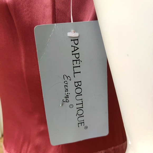 Papell Boutique Evening Dress- Pink Silk Bottom & Sheer Chest Sz 4 - Picture 7 of 10